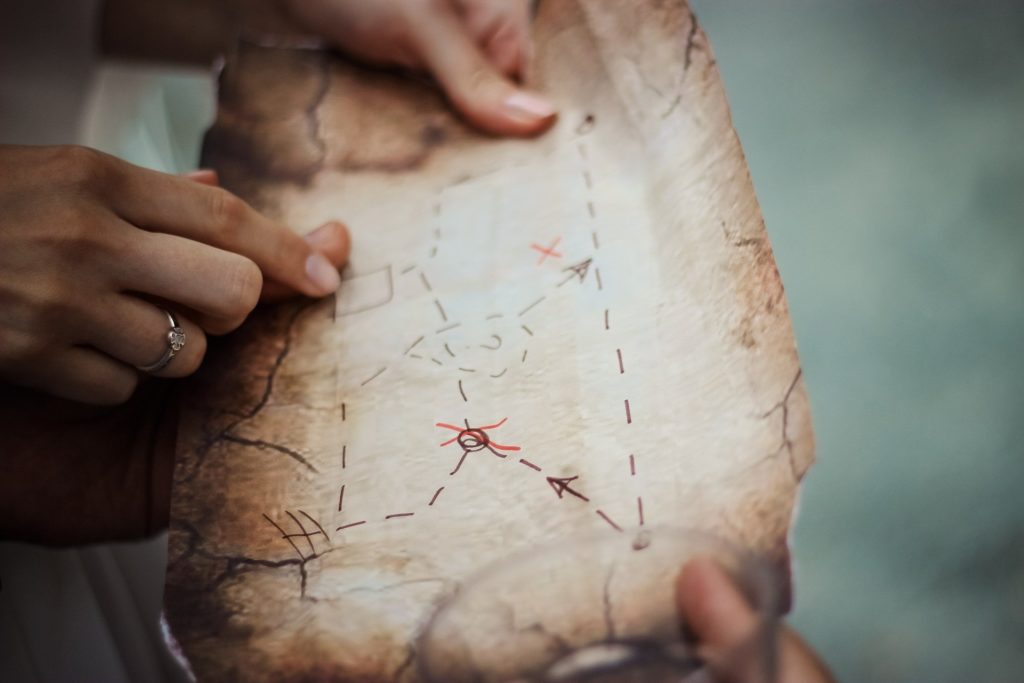 Competitive family games treasure map